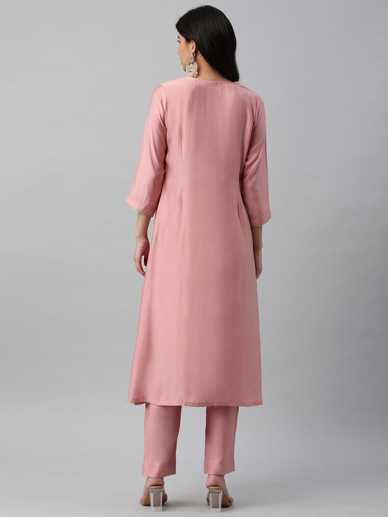 Kami Kubi Light Pink Embroidered Gotta Patti A Line Kurta