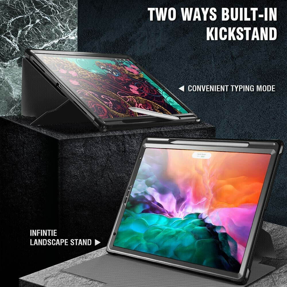 Apple iPad Pro 12.9 2020 & 2018 Tablet Case,Full Body Triple Layers Cover Black