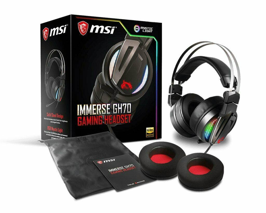 MSI GH70 Gaming RGB Stainless Steel 7.1 Surround Sound Audio Controller Headset