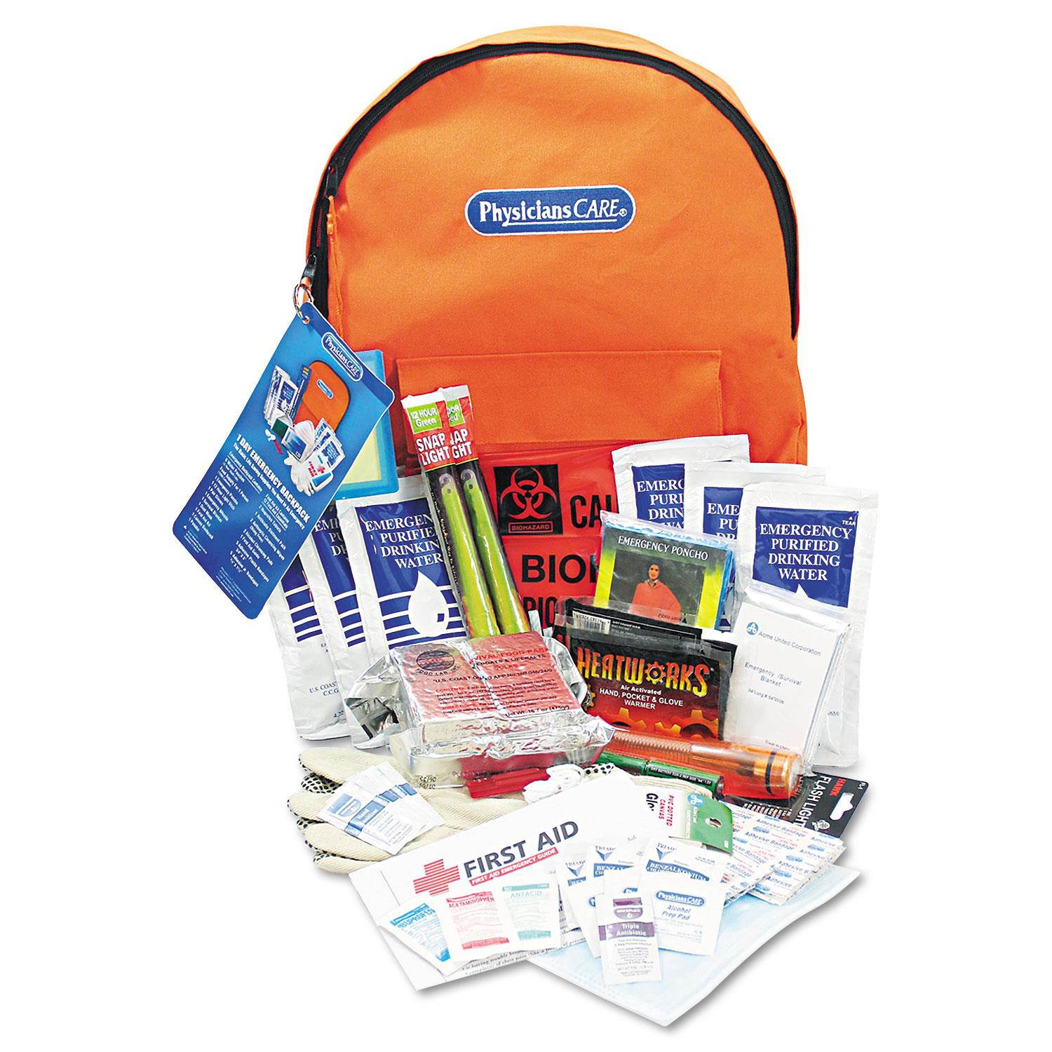 Physicianscare Emergency Preparedness First Aid Backpack 63 Pieces/Kit 90001