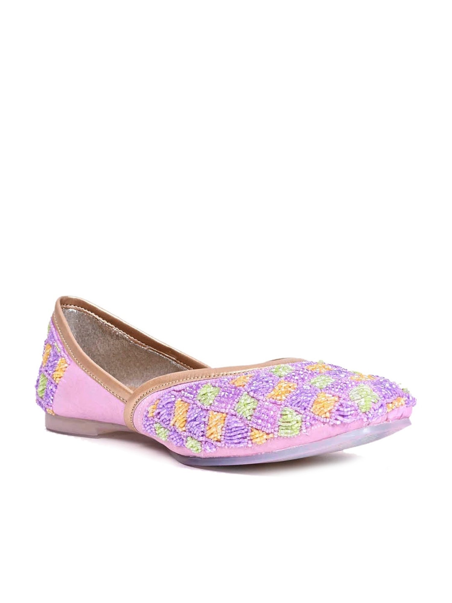 Jove Women's Purple Ethnic Juttis