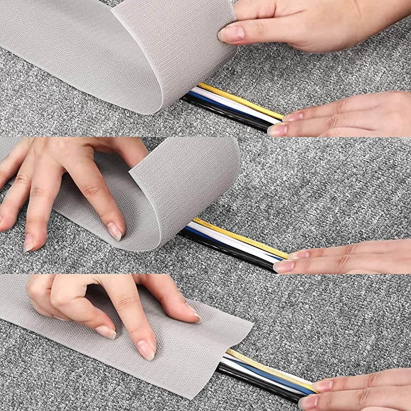 Floor Strip Cord Cover Grip Floor Protector Carpet Management Hold Cords in Place Keep s Organized Protect Cords and Prevent a Trip Hazard 3 Inch x 10 Feet 20 Feet Gray