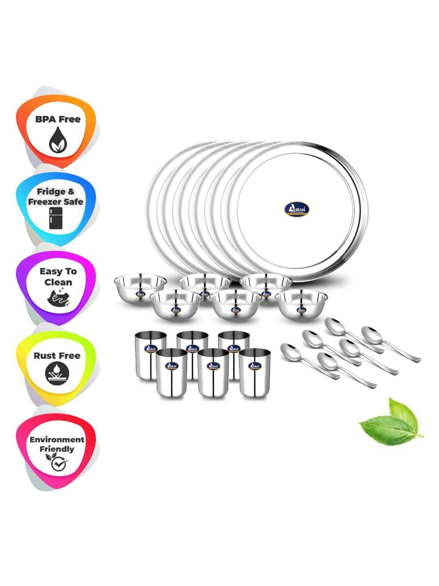 Airan Silver Stainless Steel 24 Pcs Dinner Set