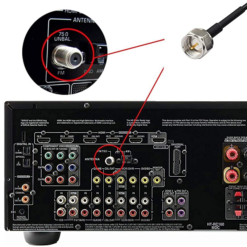 FM Antenna Magnetic Base FM Radio Antenna for Pioneer Onkyo Yamaha Marantz Sherwood Indoor Digital HD Radio FM Radio Bluetooth Home Stereo Receiver AV Audio Vedio Home Theater Receiver Tuner