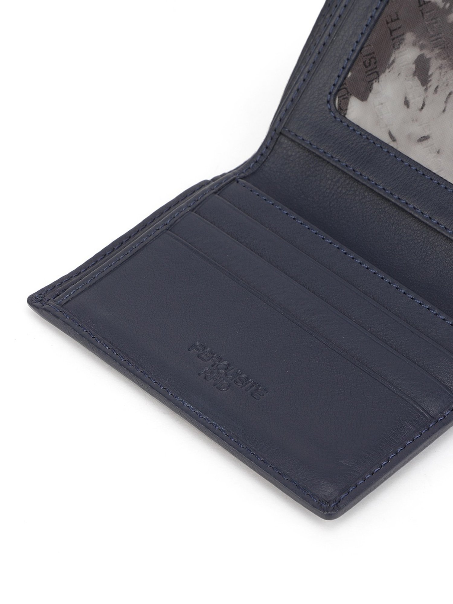 PERQUISITE Navy Casual Leather Bi-Fold Wallet for men