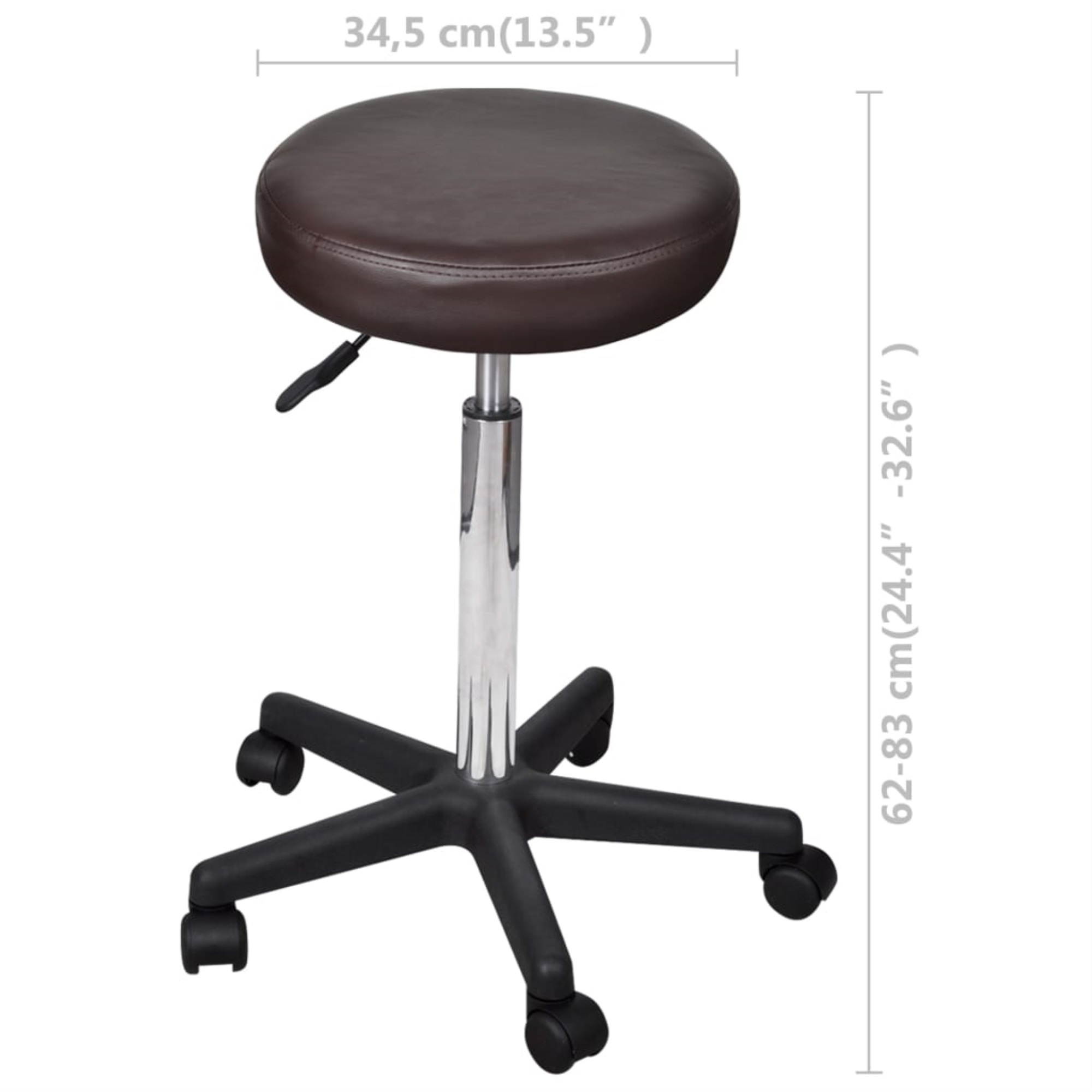 vidaXL Office Stool Brown Faux Leather Swivel Computer Desk Lounge Seating