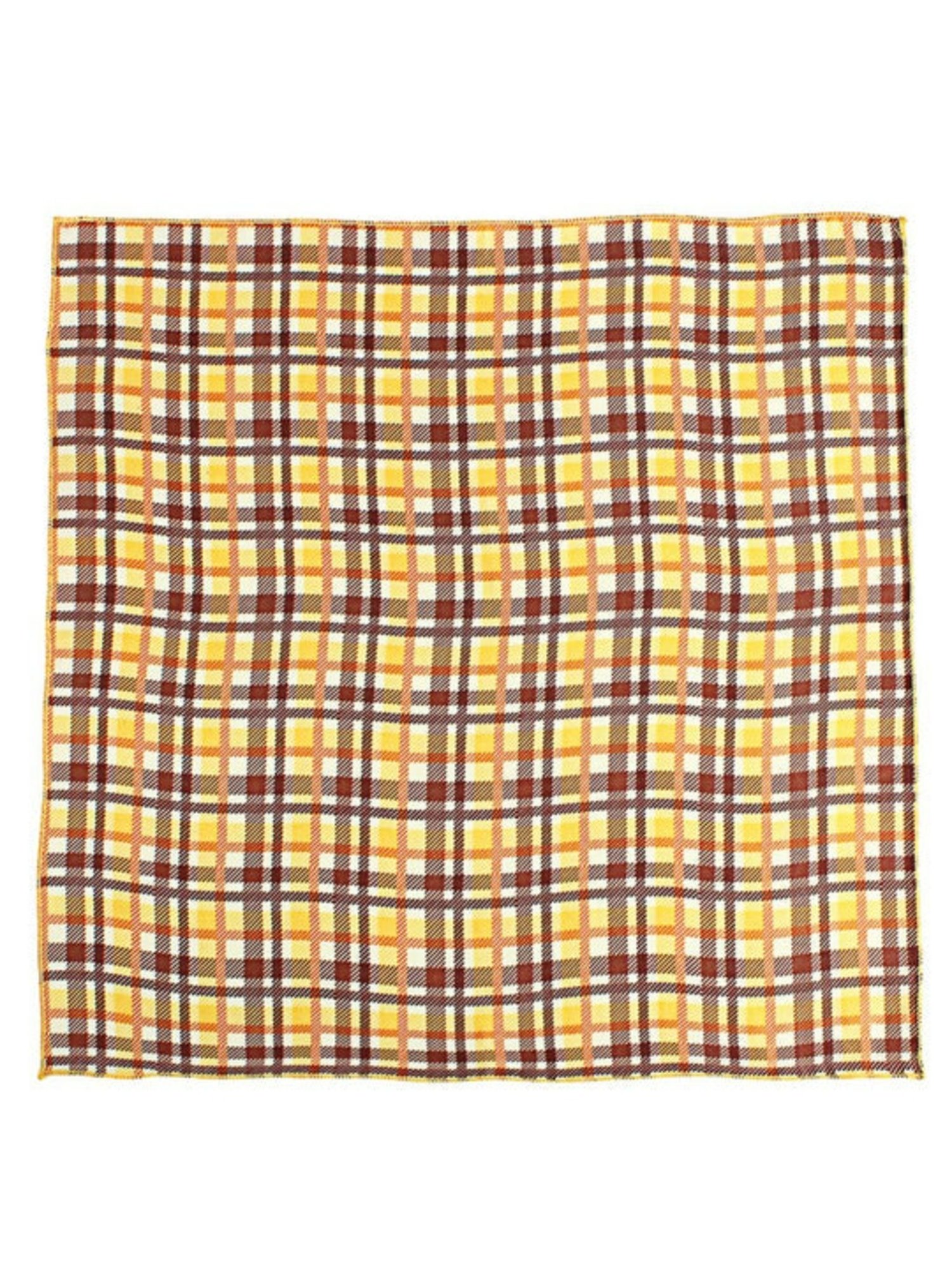 CHOKORE Brown and Yellow Plaid Pocket Square
