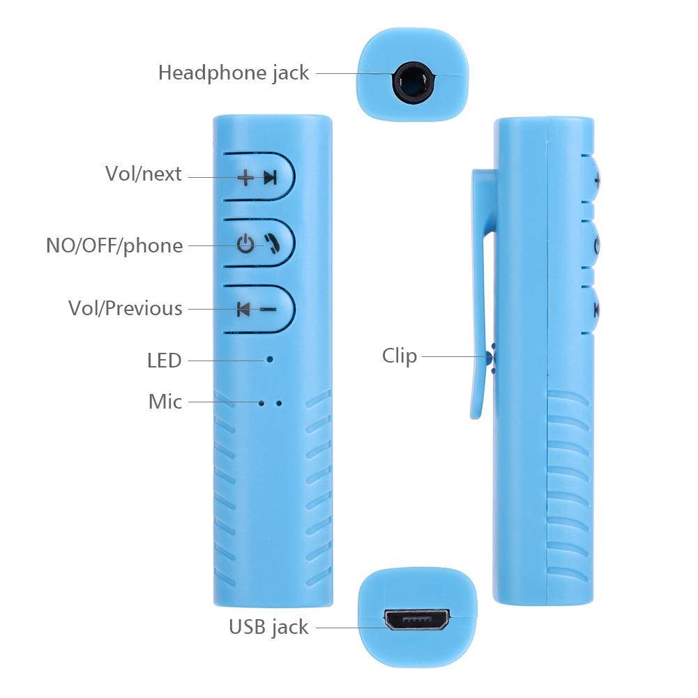 LUOM AX-03 Sport Bluetooth Headphone Receiver Adapter Earphone Headphone Audio Wireless Adapter With Mic Microphone-Blue