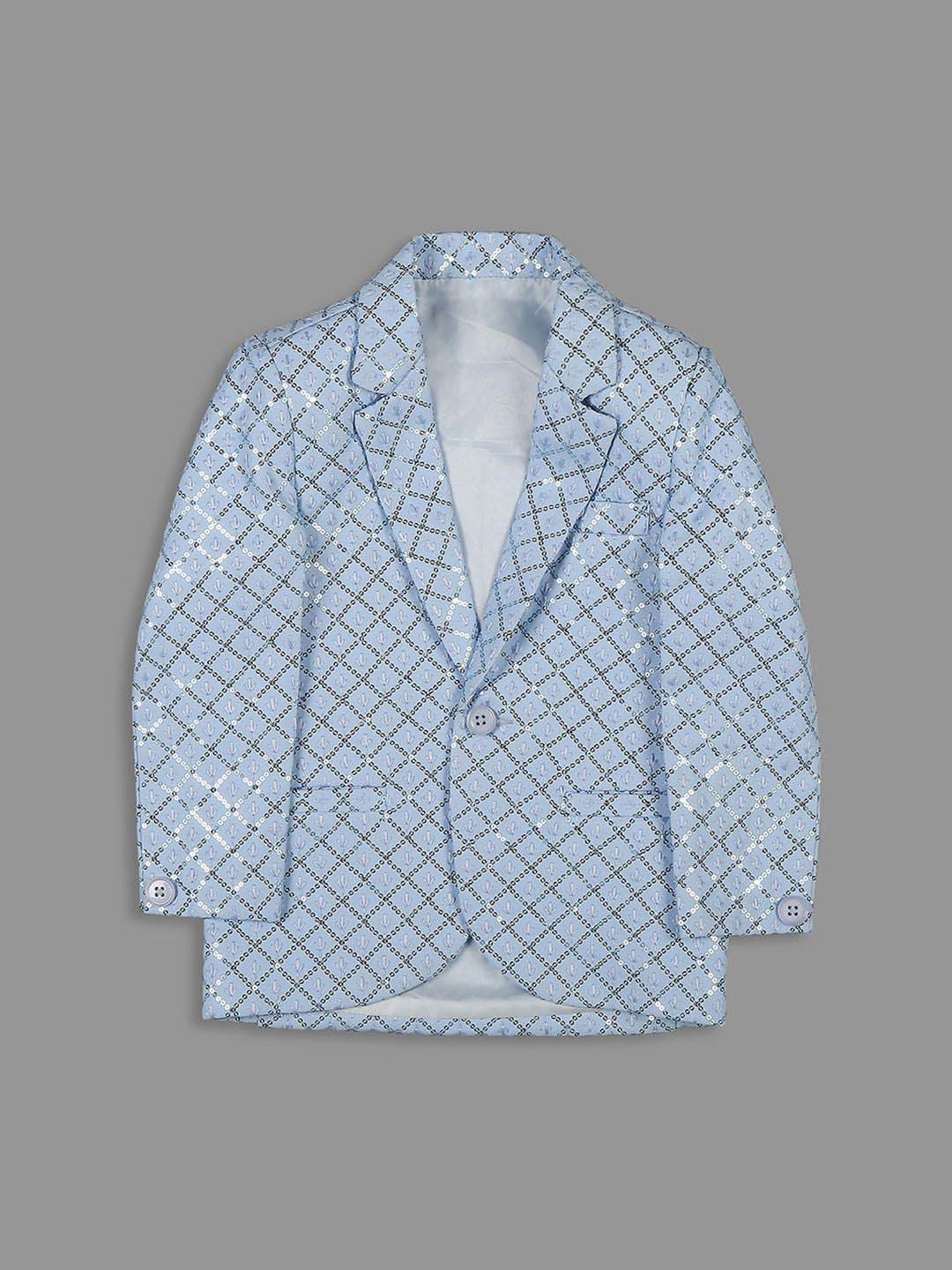 Kids Island Boys Blue & White Embroidery Full Sleeves Suit Set