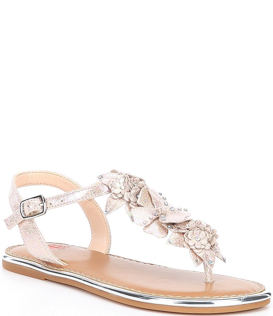 GB Girls' Beauty-Girl Floral T-strap Flat Sandals (Infant)