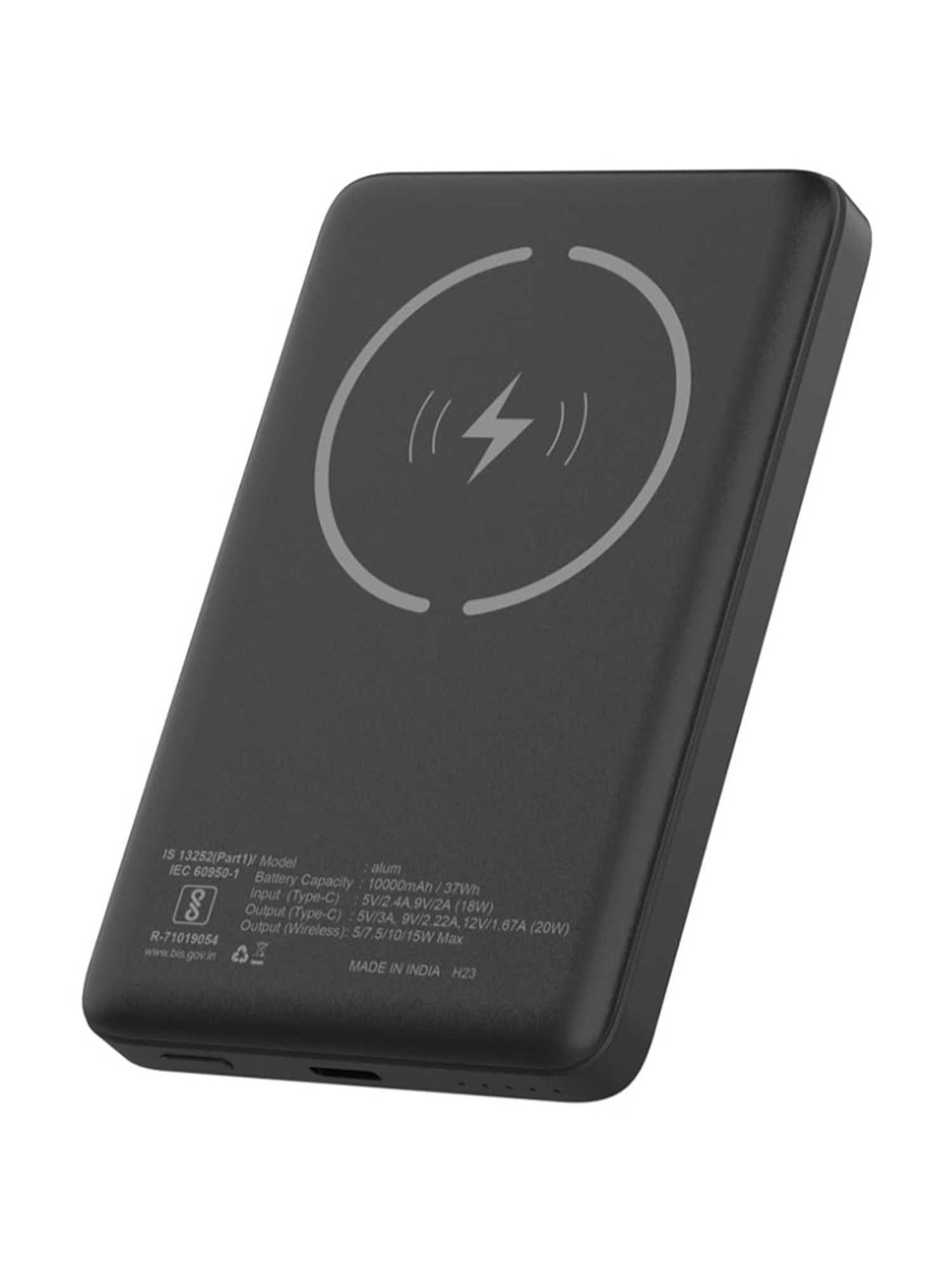 Stuffcool Alum 10000mAh Magnetic Wireless Powerbank for iPhone 12/13/14/15 Series (Black)