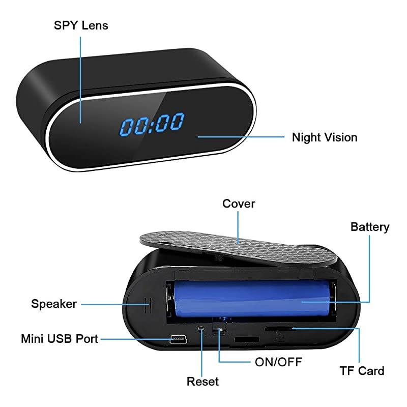 Hidden Camera Clock, WiFi Spy Clock Camera, Wireless Mini Clock Camera  1080P Home Security Camera Motion Detection 140&deg; Angle with Night Vision