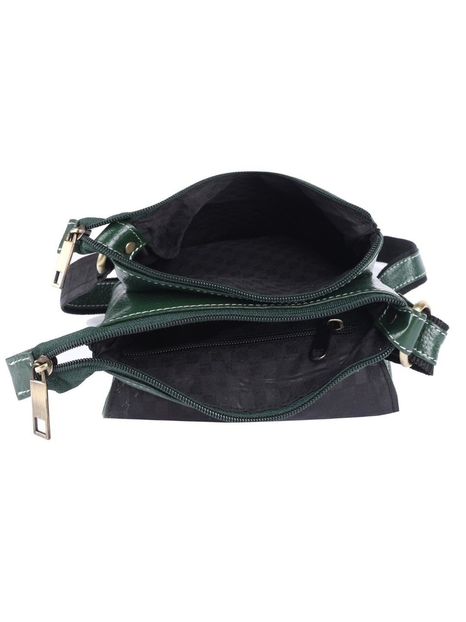 HiLEDER Green Textured Small Leather 8 inch Cross Body Bag