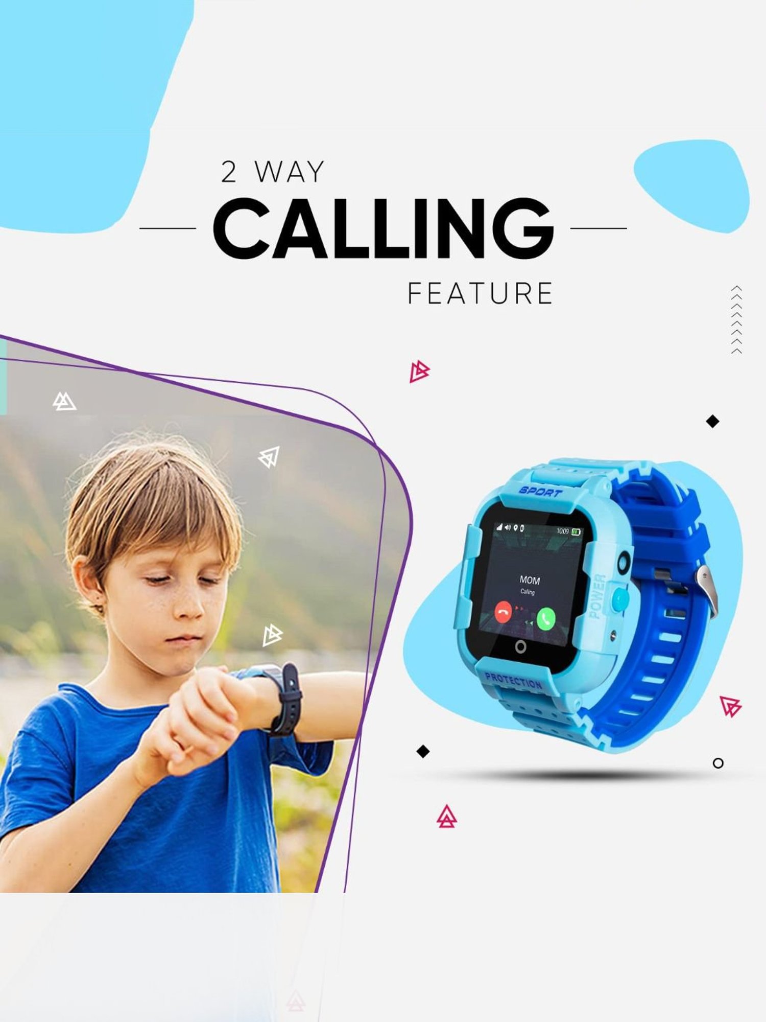 Turet GPS Smartwatch for Kids with Panic Button, Long Battery, Camera, GPS Tracker (Blue)