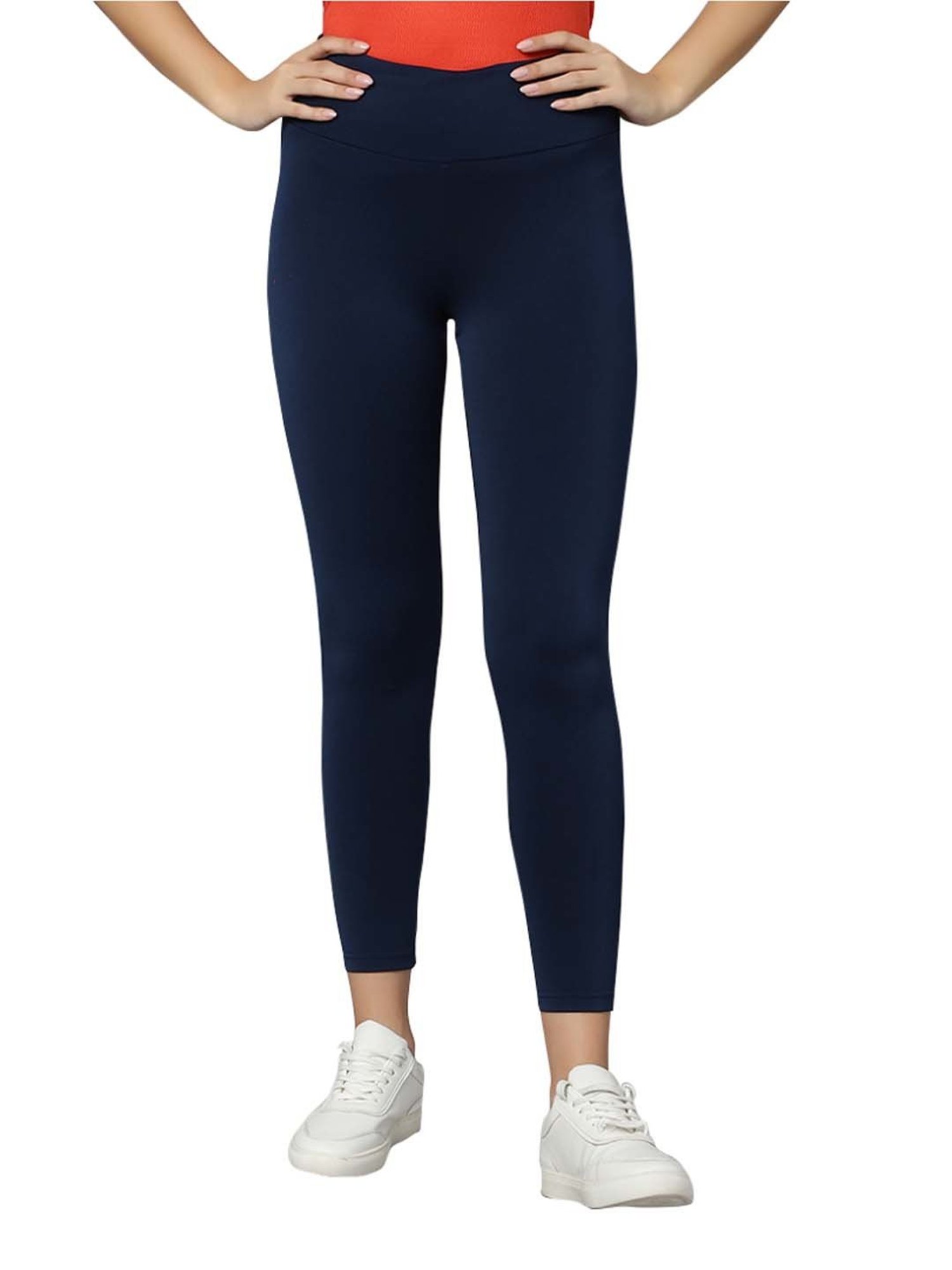 Omtex Navy & Grey Mid Rise Sports Tights - Pack Of 2