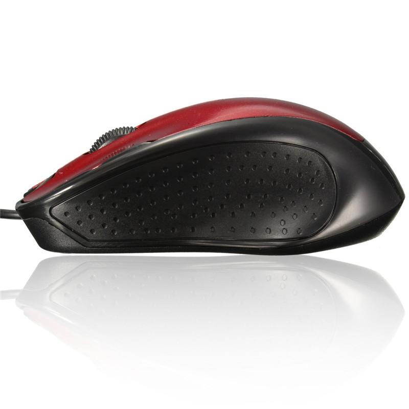 For PC Computer Laptop Desktop USB Wired 1800 DPI Optical Gaming Mouse Mice - red