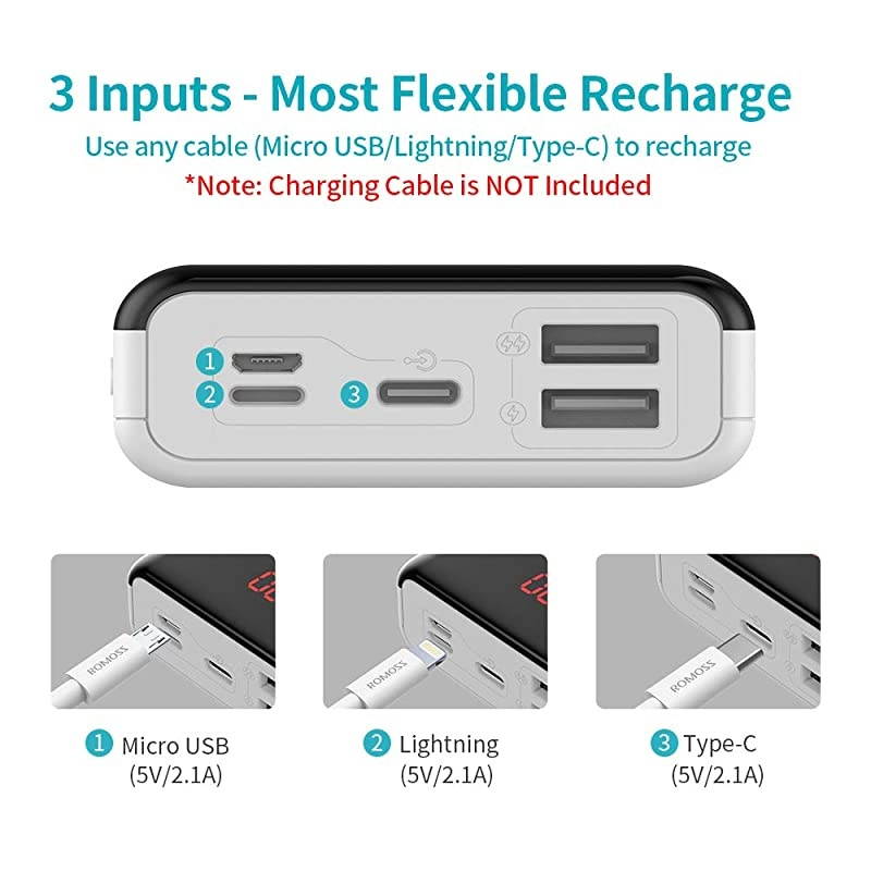20000mAh Power Bank LT20PS+ 18W PD USB C Portable Charger with 3 Outputs 3 Inputs External Battery Pack Cell Phone Charger Battery Compatible with iPhone 11 Xs Max iPad Pro Samsung S20
