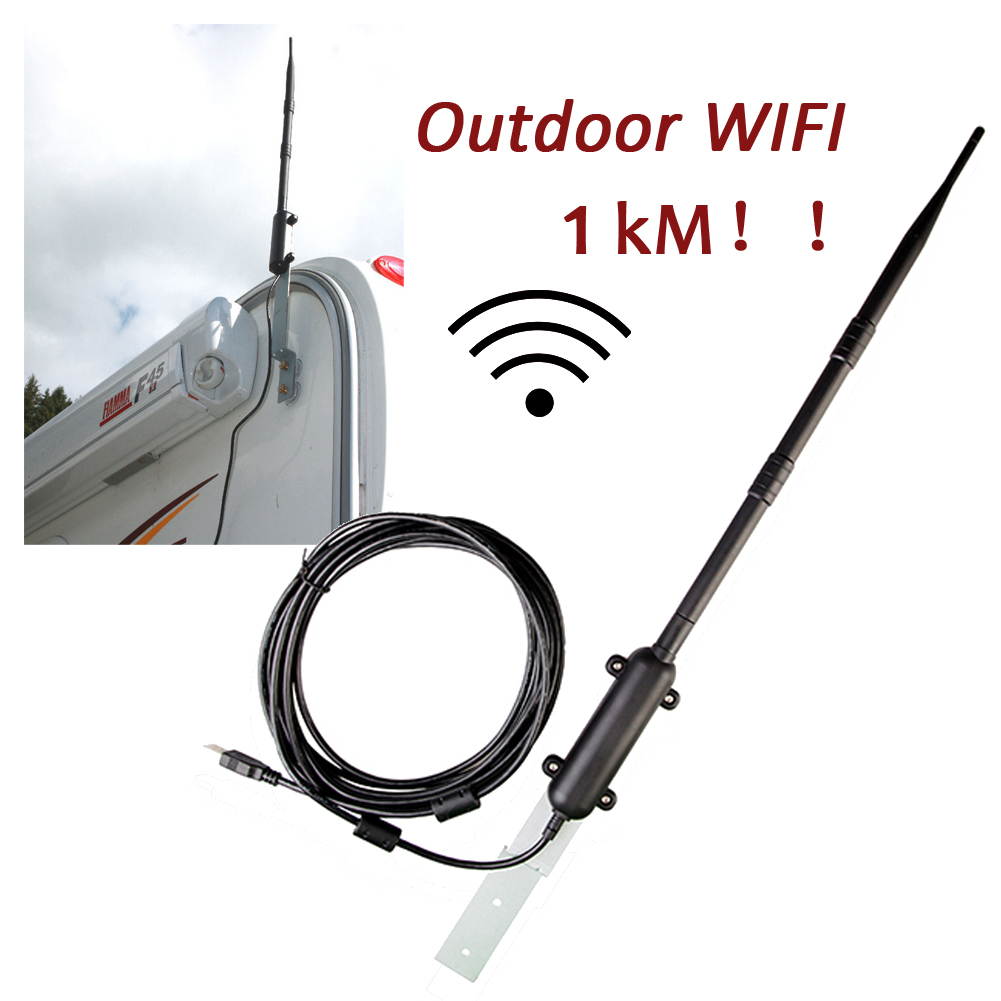 2.4Ghz 150Mbps USB Wireless Adapter High Power Outdoor Wifi Rocket 13dBi Antenna Waterproof Wifi Receiver Long Range up to 1500 meters Support Soft AP