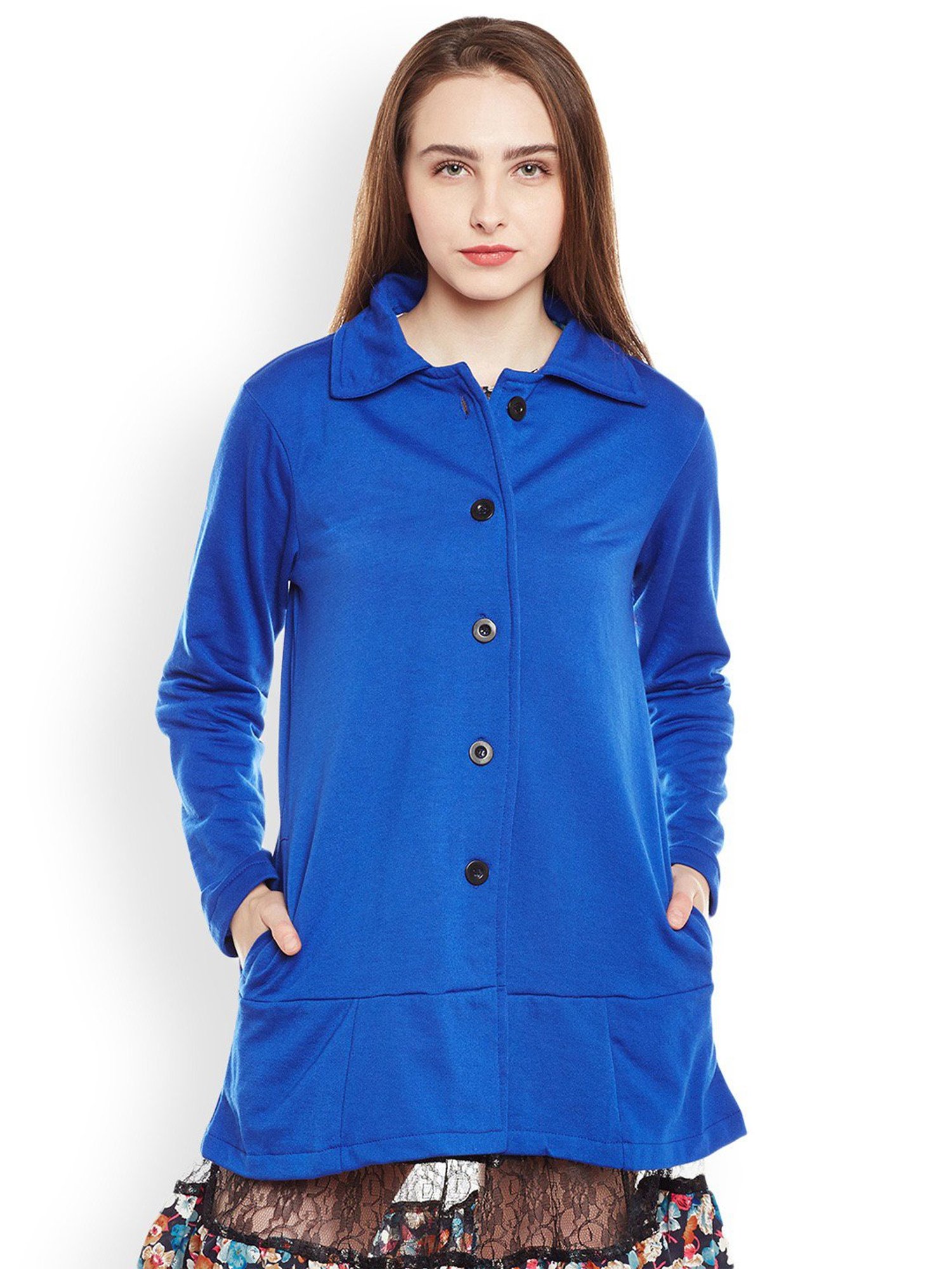 Belle Fille Royal Blue Regular Fit Coat