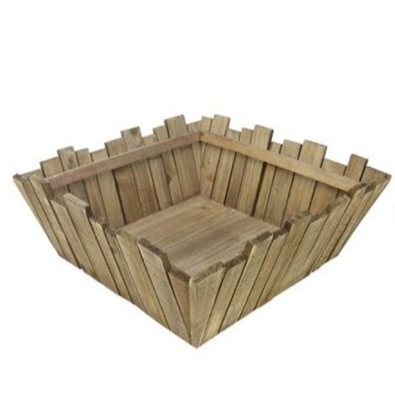 Napa Home & Garden Set of 2 Square Rustic Wooden Baskets with Rectangular Pickets 16" - Brown