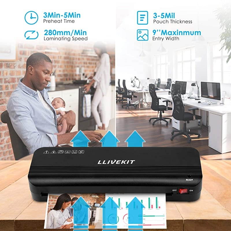 A4 Laminator Machine, 3 in 1 9'' Portable Thermal Laminating Machine with 20 Pouches, Paper Trimmer and Corner Rounder, for Home Office School