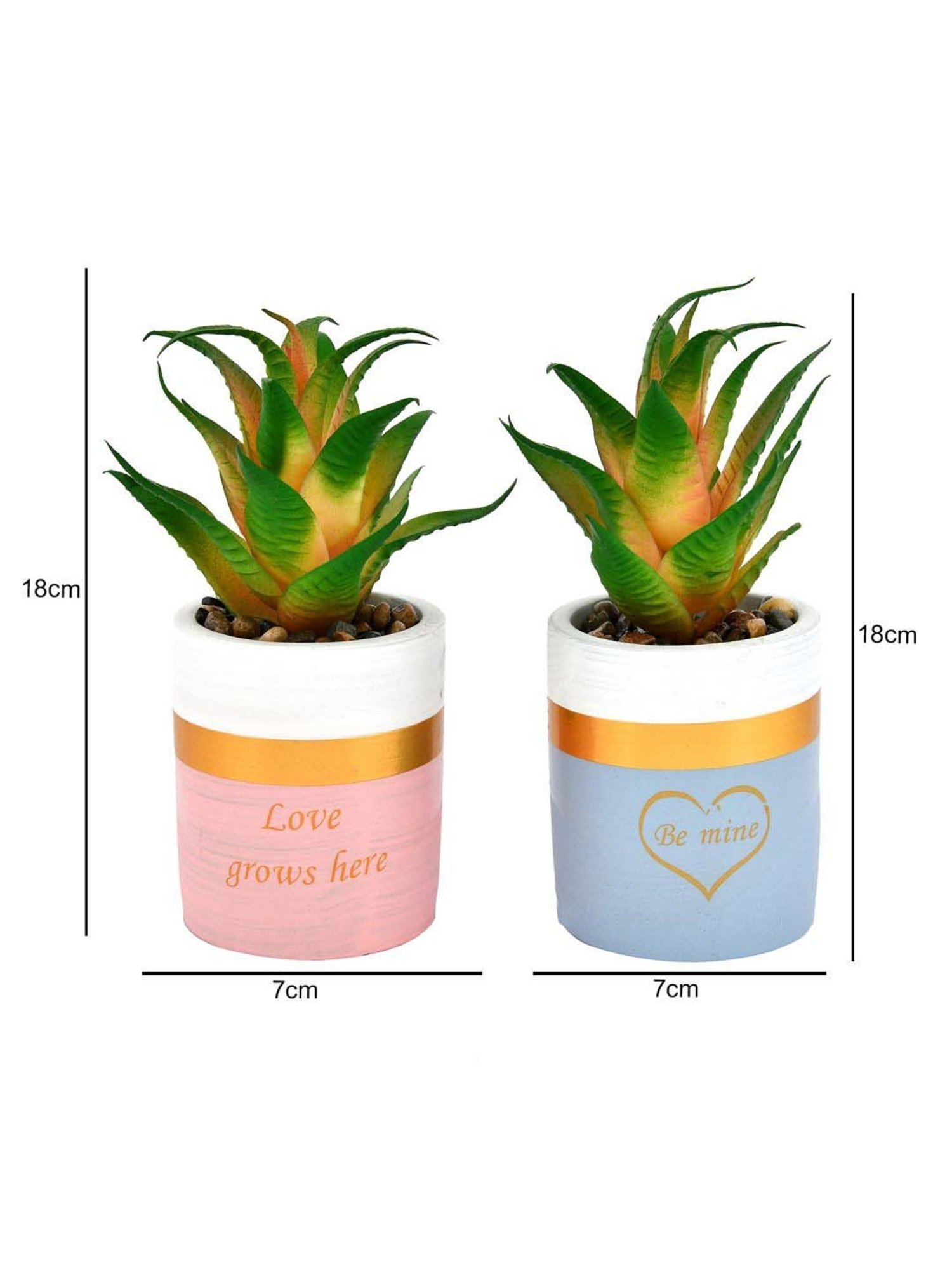 Tayhaa Multicolor Ceramic Citrus Delight Artificial Succulent With Planters - Set of 2