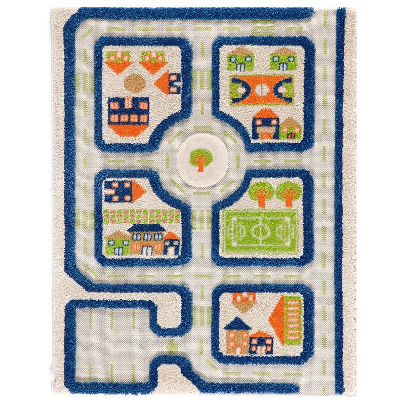 IVI 3D Play Carpets 121MD033MA80120 44.5 x 31.5 Inch Traffic Educational Toddler Mat Rug for Bedroom, Kids Den, or Playroom, Small