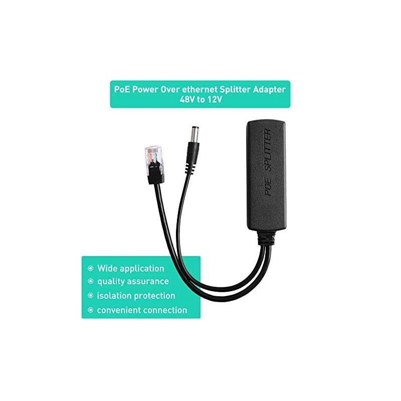 Gigabit PoE Splitter, 48V to 12V Ethernet Adapter,IEEE 802.3af Compliant 10/100/1000Mbps PoE Splitter for IP Camera,Wireless Access Point and VoIP Phone