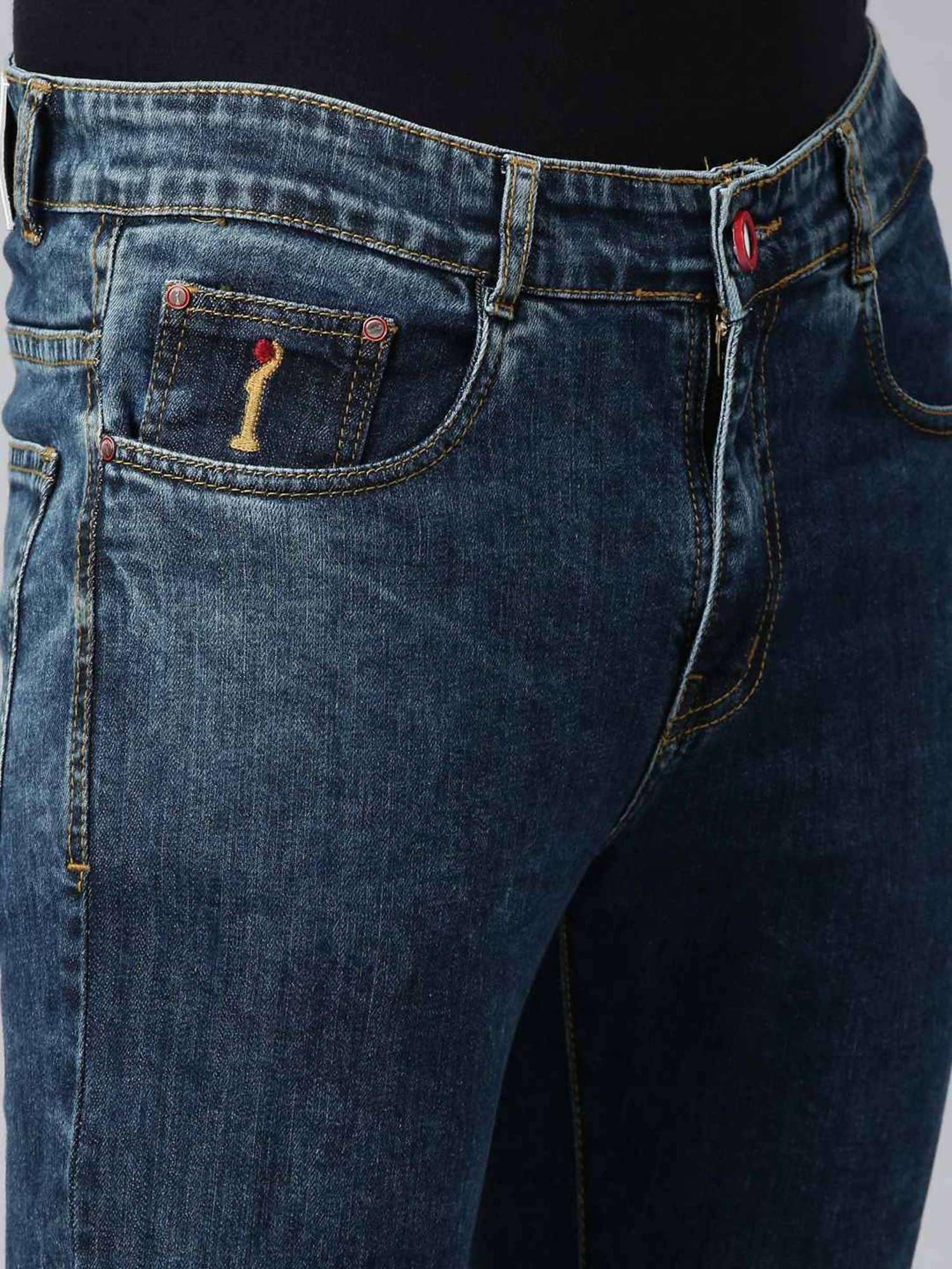 CINOCCI Cool Blue Cotton Slim Fit Jeans