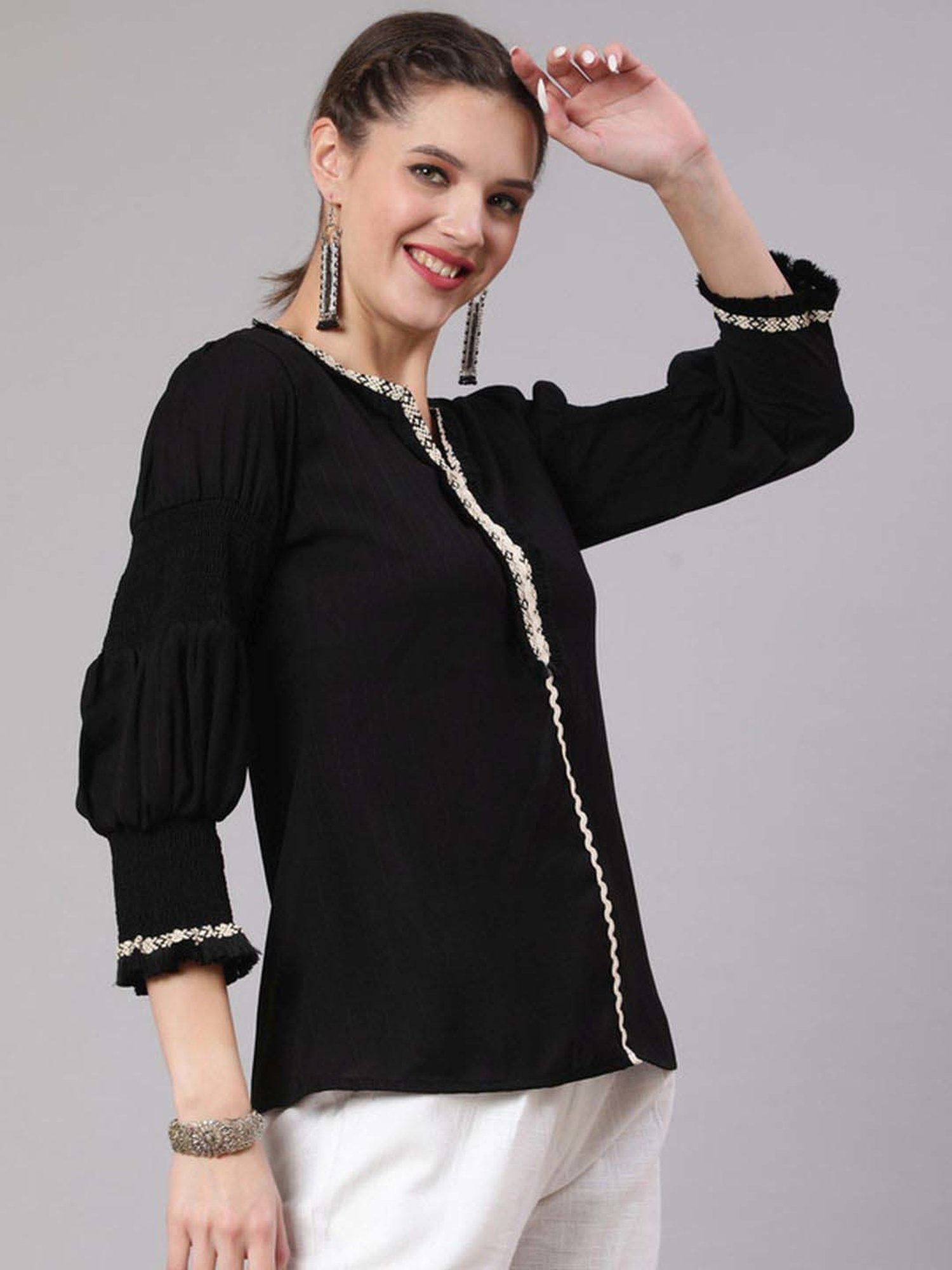 Jaipur Kurti Black Embroidered Tunic