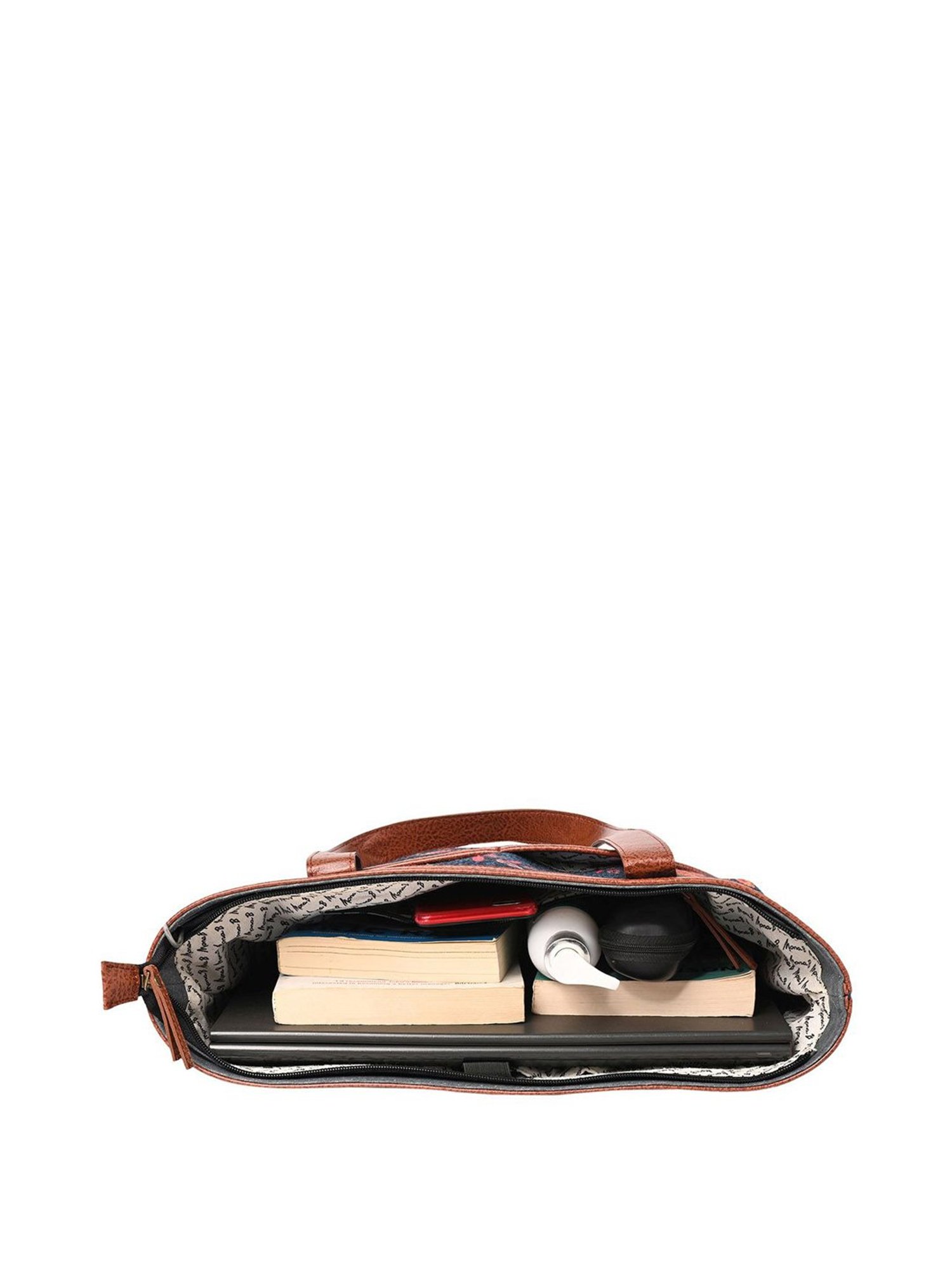 Mona B Amelia Blue Printed Large Laptop Tote Handbag