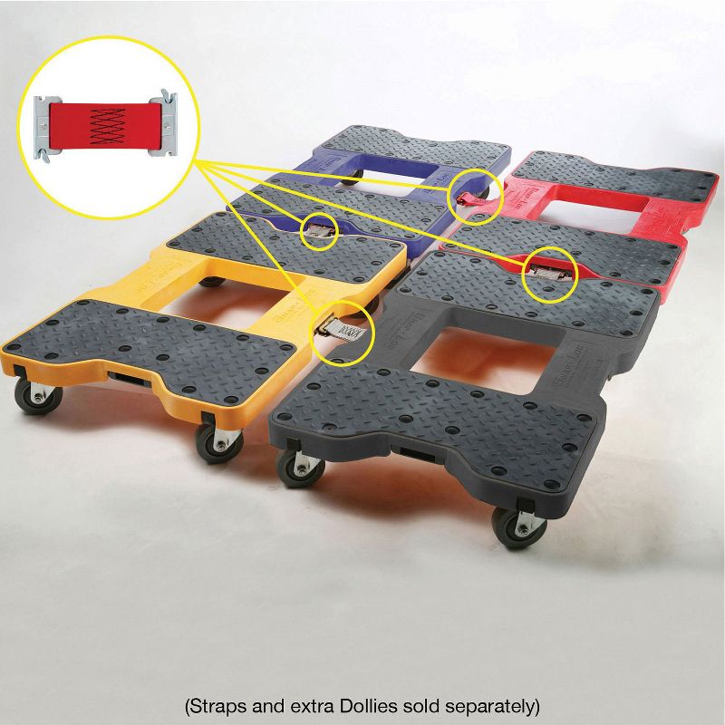 Snap Loc 1,200 lb Capacity General Purpose E Track Dolly Black, Heavy Duty 4 in Thermoplastic Swivel Non Marking Caster Wheels