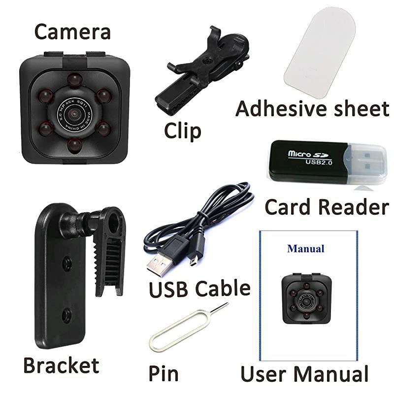 Hidden Spy Camera Portable Small 1080P Wireless Cam with Night Vision and Motion Detection for NannyHousekeeper Security Sports Camera Black