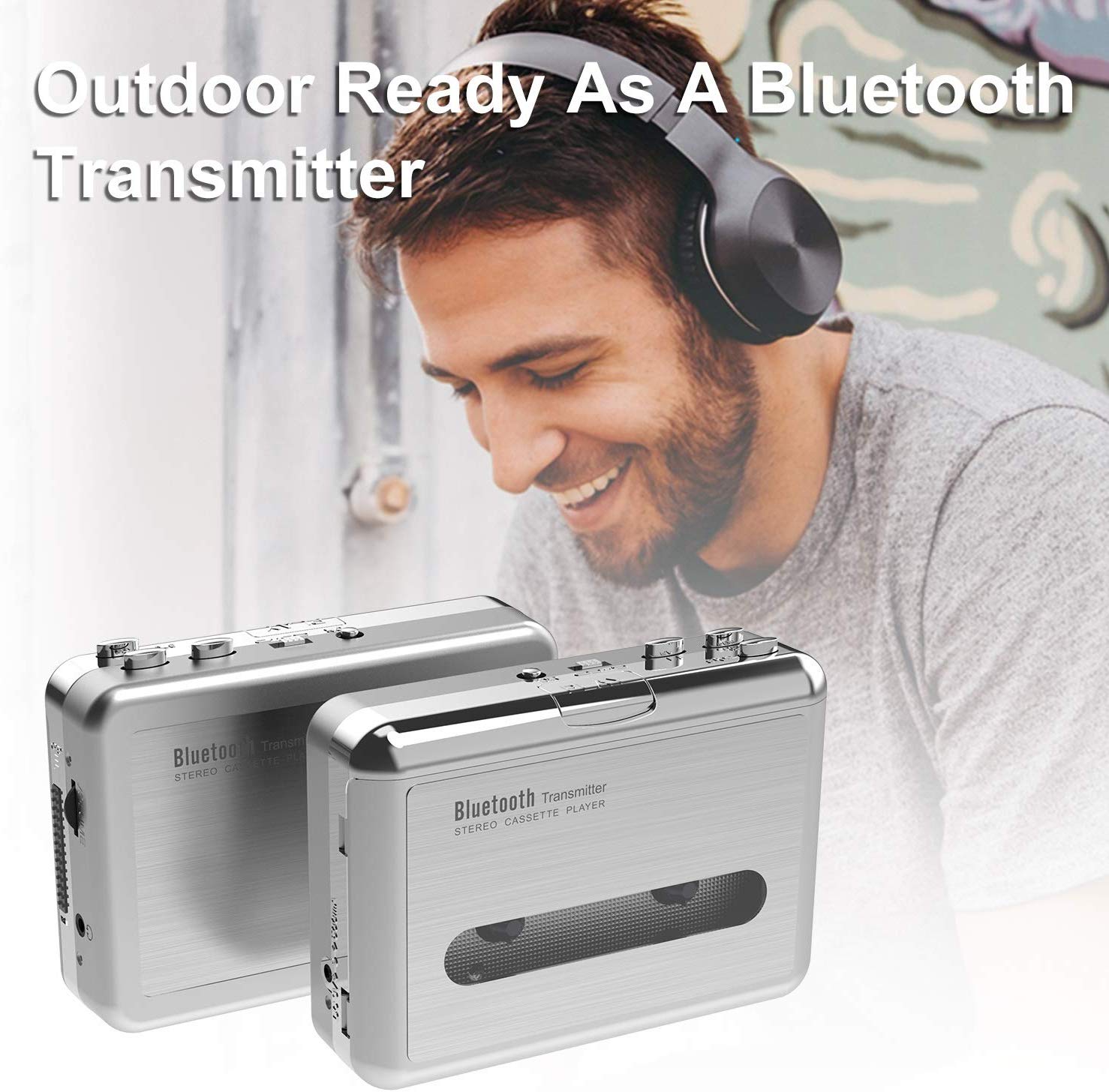 DIGITNOW! Bluetooth Walkman Cassette Player Bluetooth Transfer Personal Cassette, 3.5mm Headphone Jack and Earphones Included