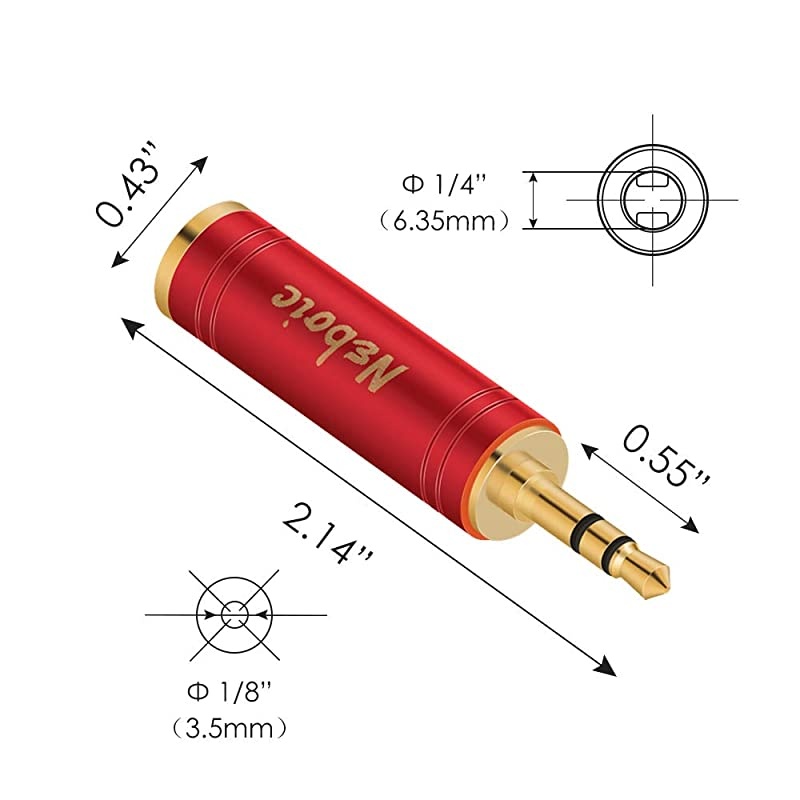 4Packs 14 Male to 35mm 18 Female Headphone Adapter 18 Inch Plug Male to 14 Inch Jack Female Stereo Adapter