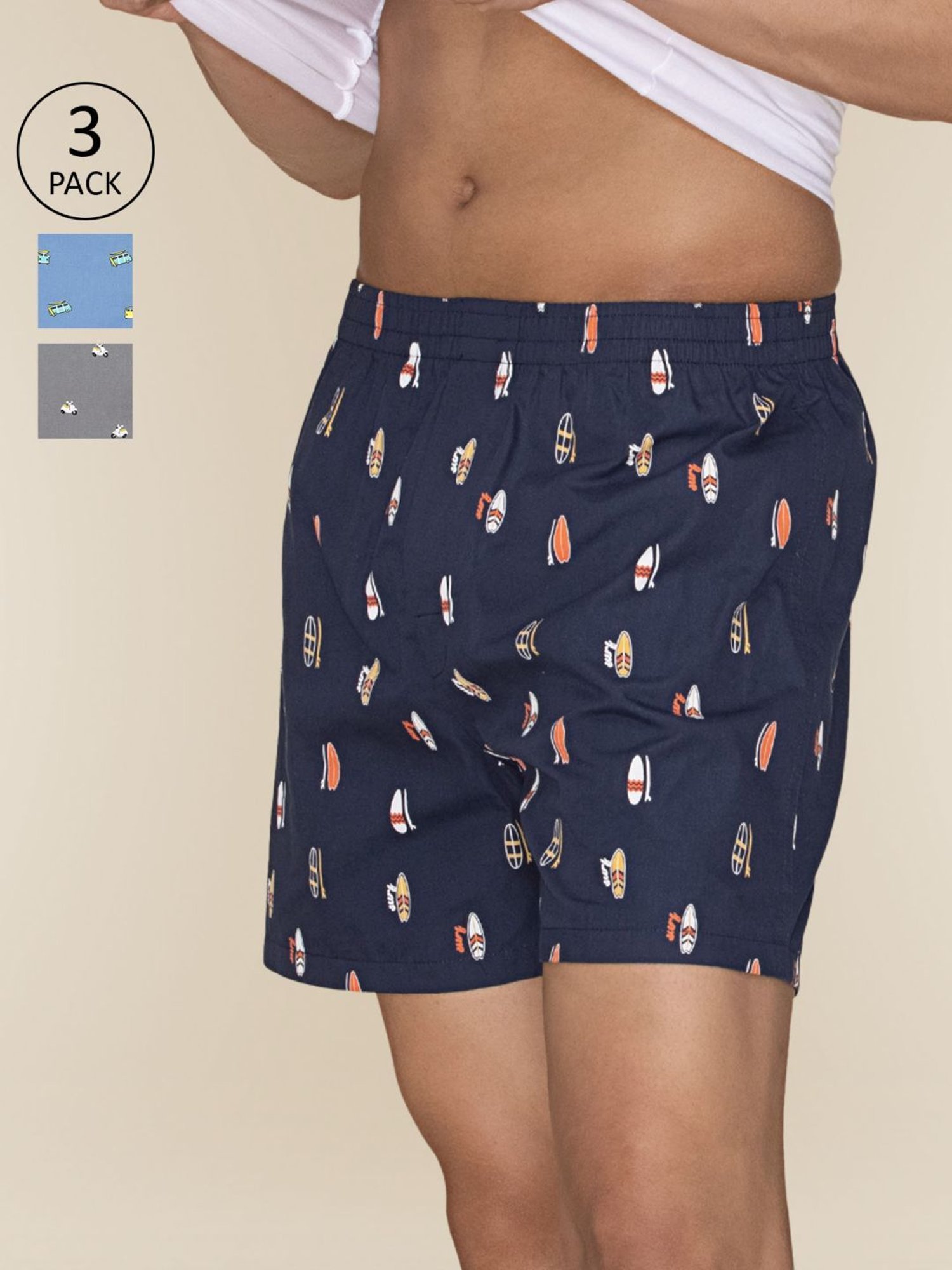 XYXX Multicolored Cotton Relaxed Fit Printed Boxers - Pack Of 3