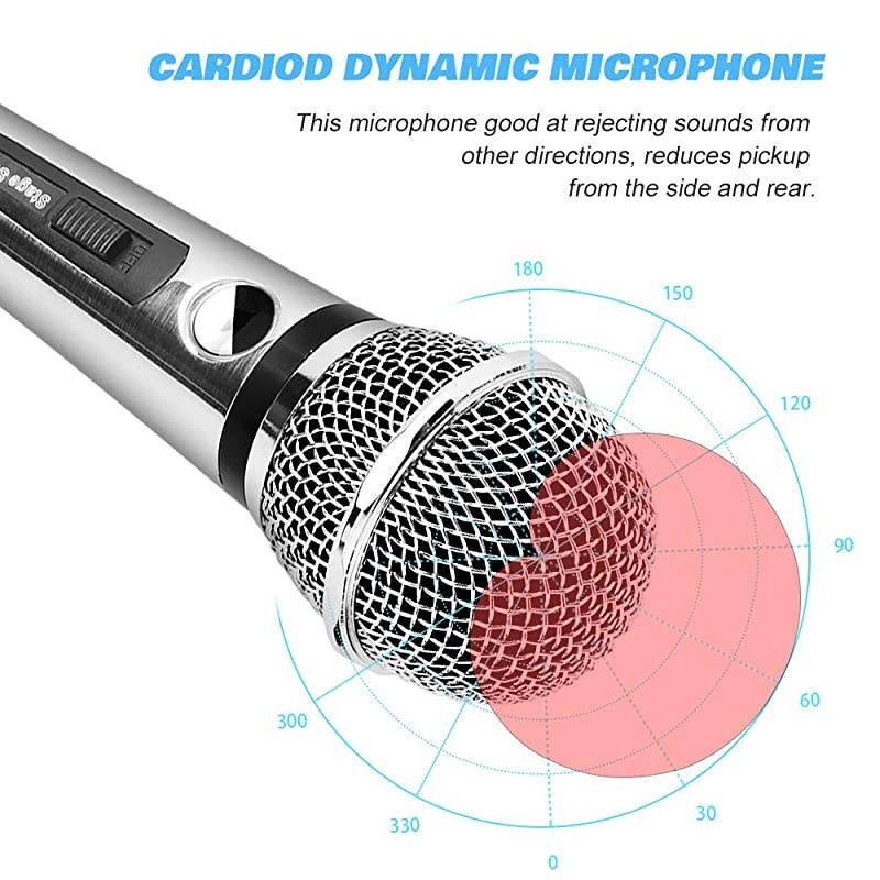 Dynamic Wired Microphone, Professional Handheld Vocal Mic with 13ft 6.35mm XLR Audio Cable Compatible with Karaoke Machine/Speaker/Amp/Mixer for Singing, Speech, Wedding, Stage