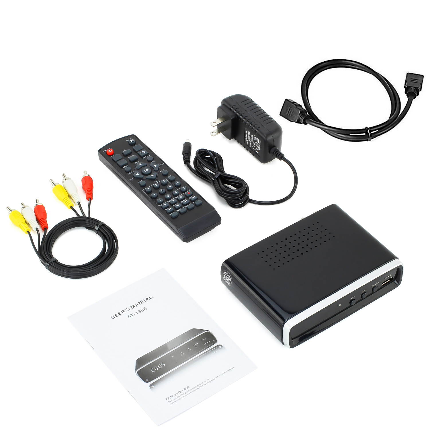 eXuby Digital Converter Box for TV + HDMI Cable for Watching & Recording Full HD Digital Channels for FREE - Instant & Scheduled Recording, 1080P, HDMI Output, 7 Day Program Guide & LCD Screen