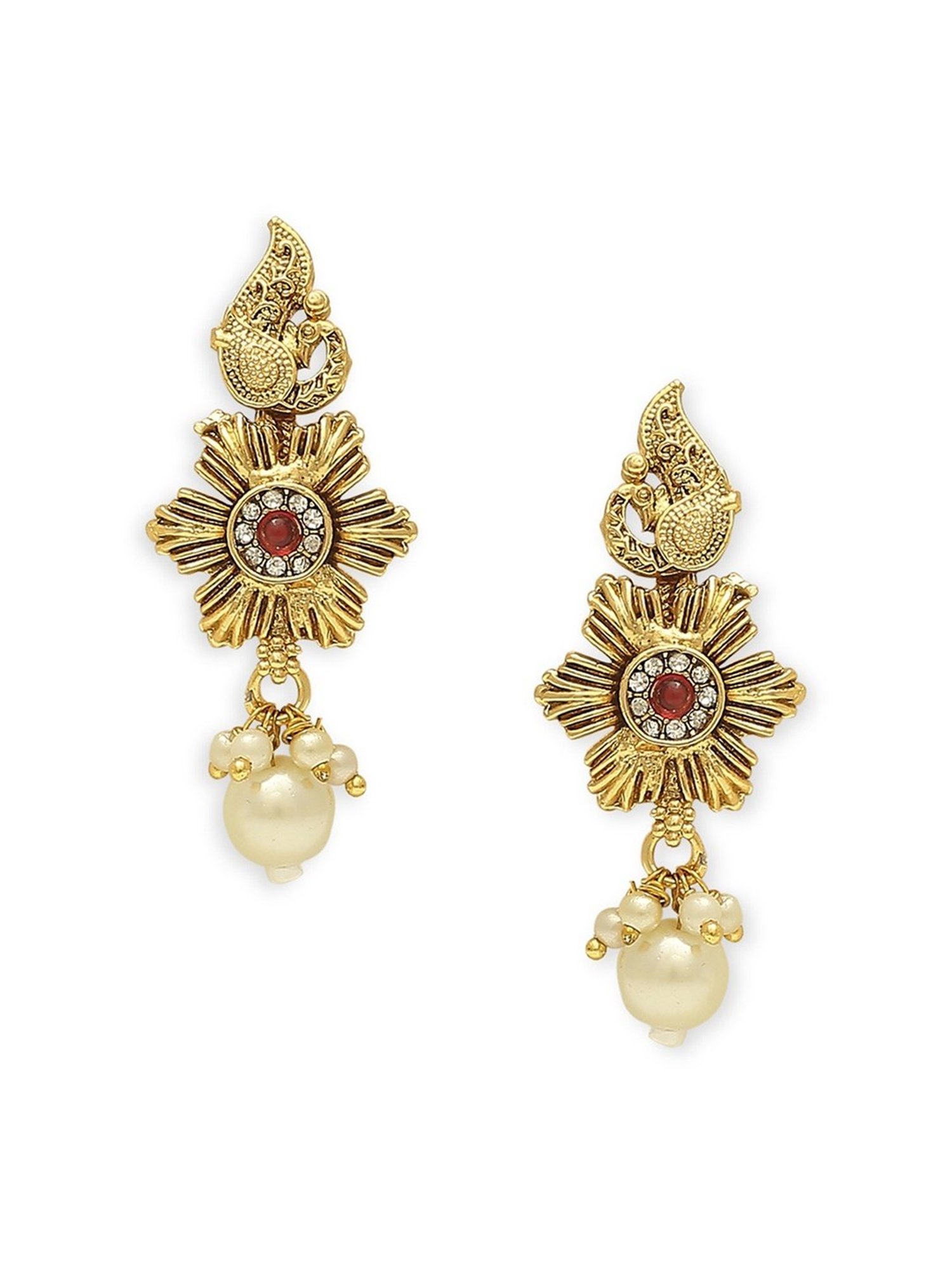 Oomph Antique Ethnic Red Necklace & Earring Set