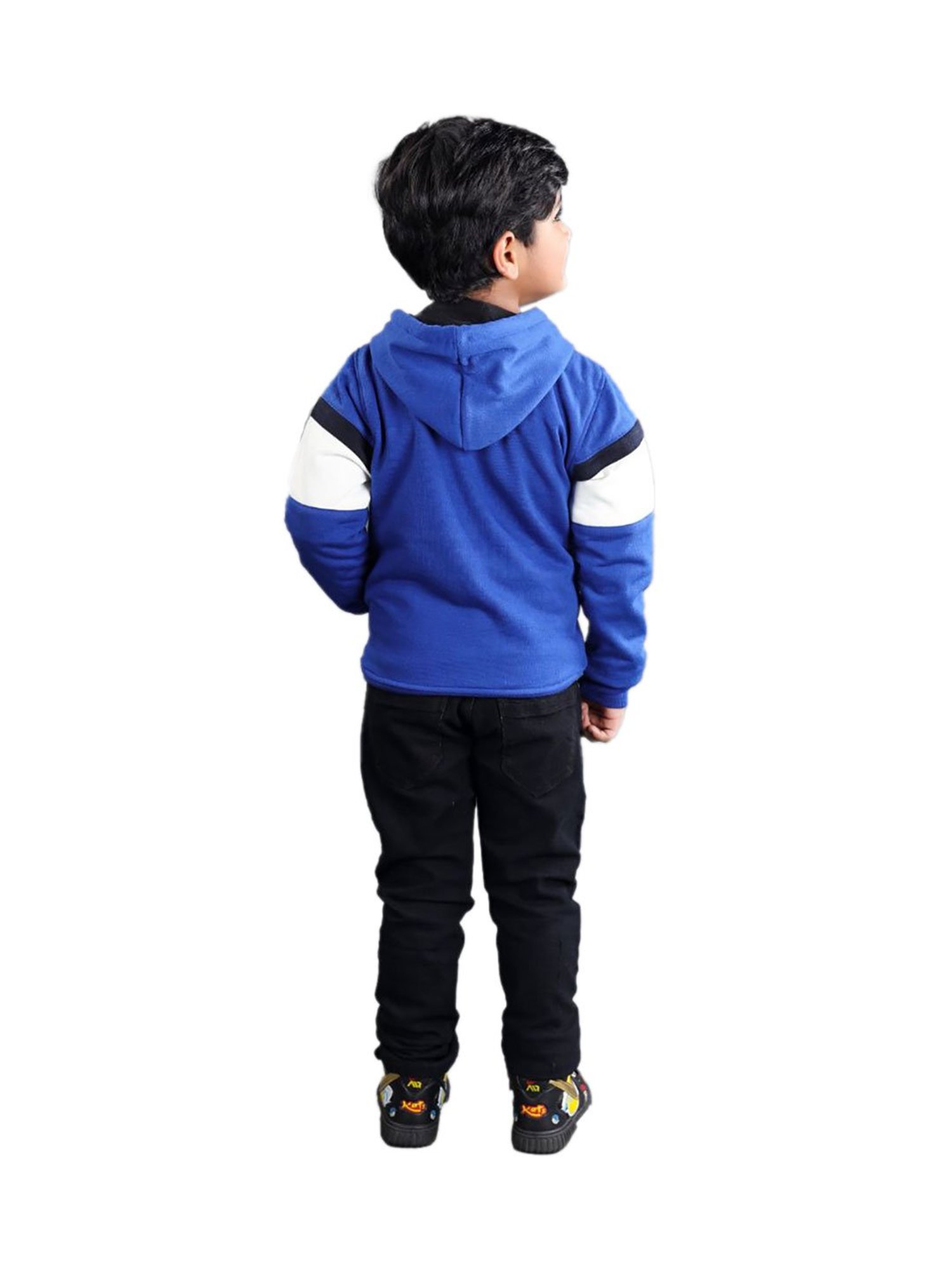 Ahhaaaa Kids Blue Solid Hoodie
