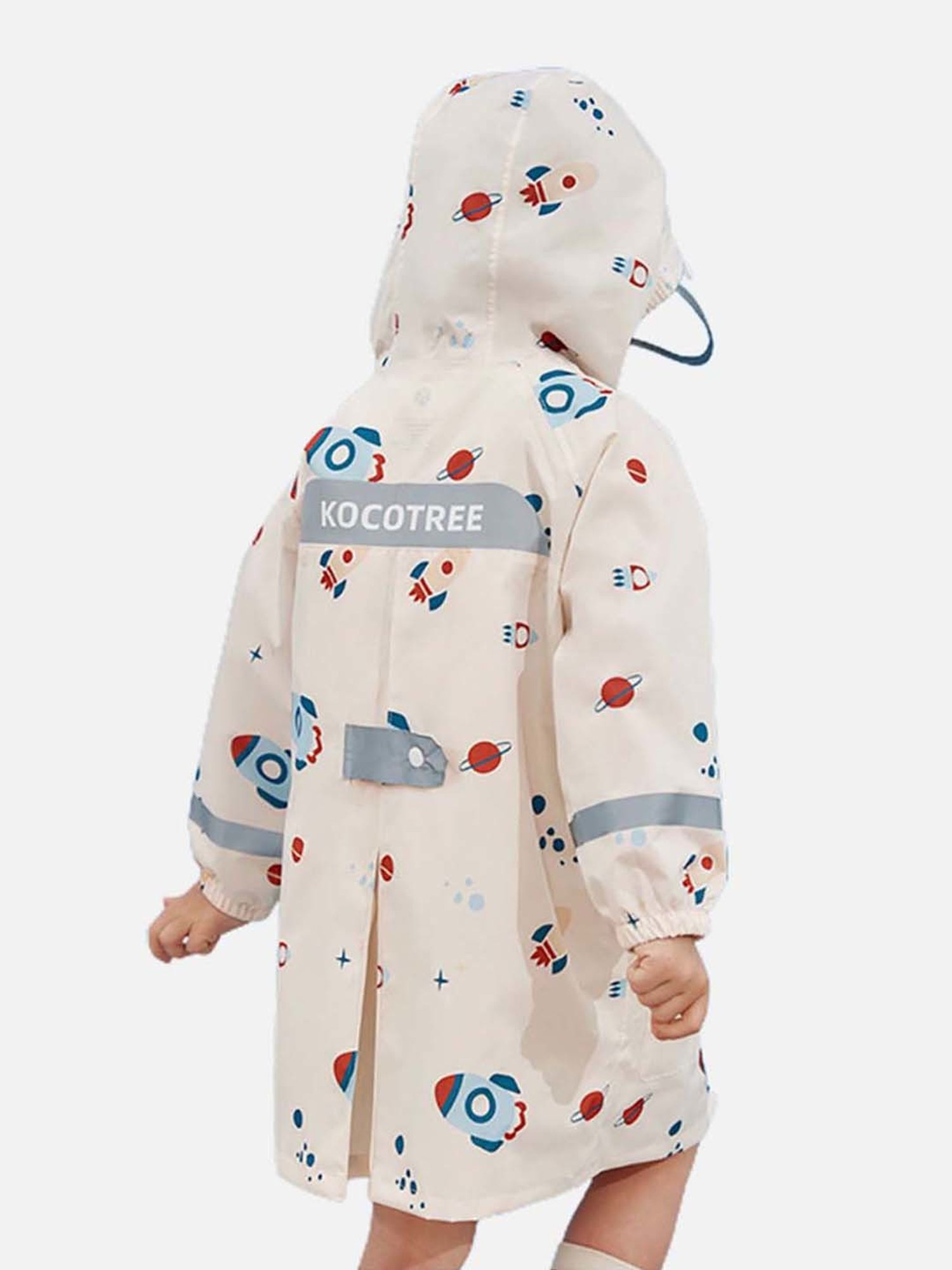 Little Surprise Box Boys Cream Printed Full Sleeves Rain Coat