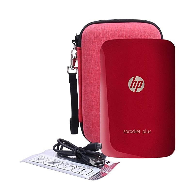 Hard Case for HP Sprocket Plus Instant Photo Printer fits Large 23x34 Sticky Paper by  Red