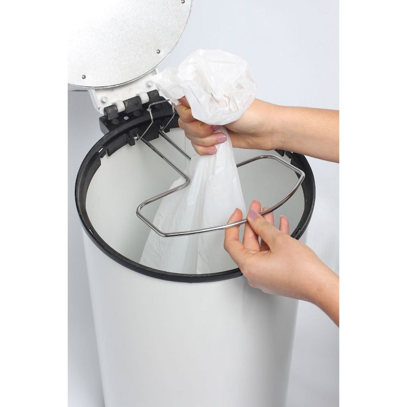 Bubula Step 64418 Premium Steel & Aluminum Diaper Waste Pail with Air Tight Lid and Security Lock for Nursery or Any Room Use, White and Silver