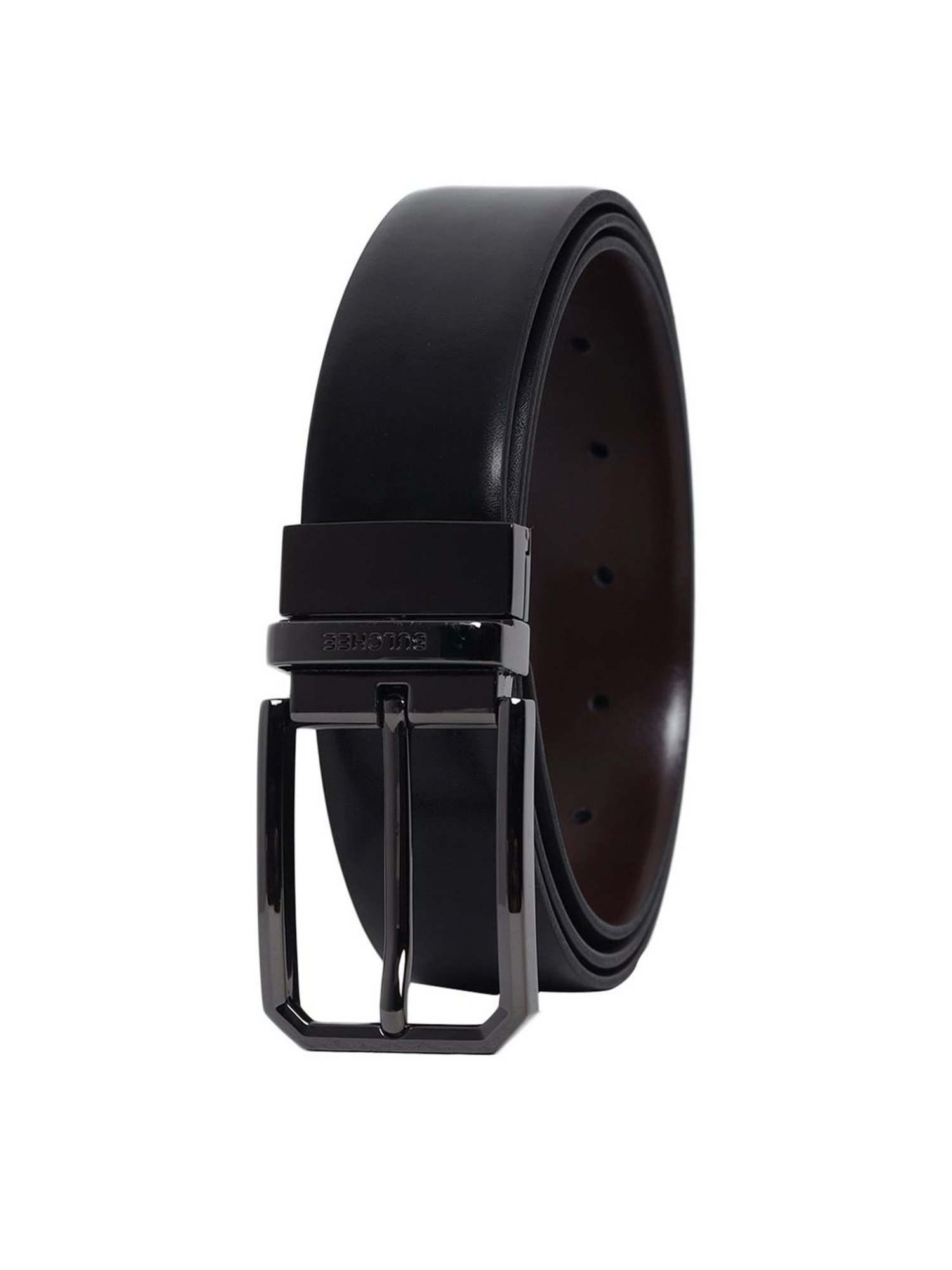 Bulchee Black & Brown Leather Solid Reversible Belt