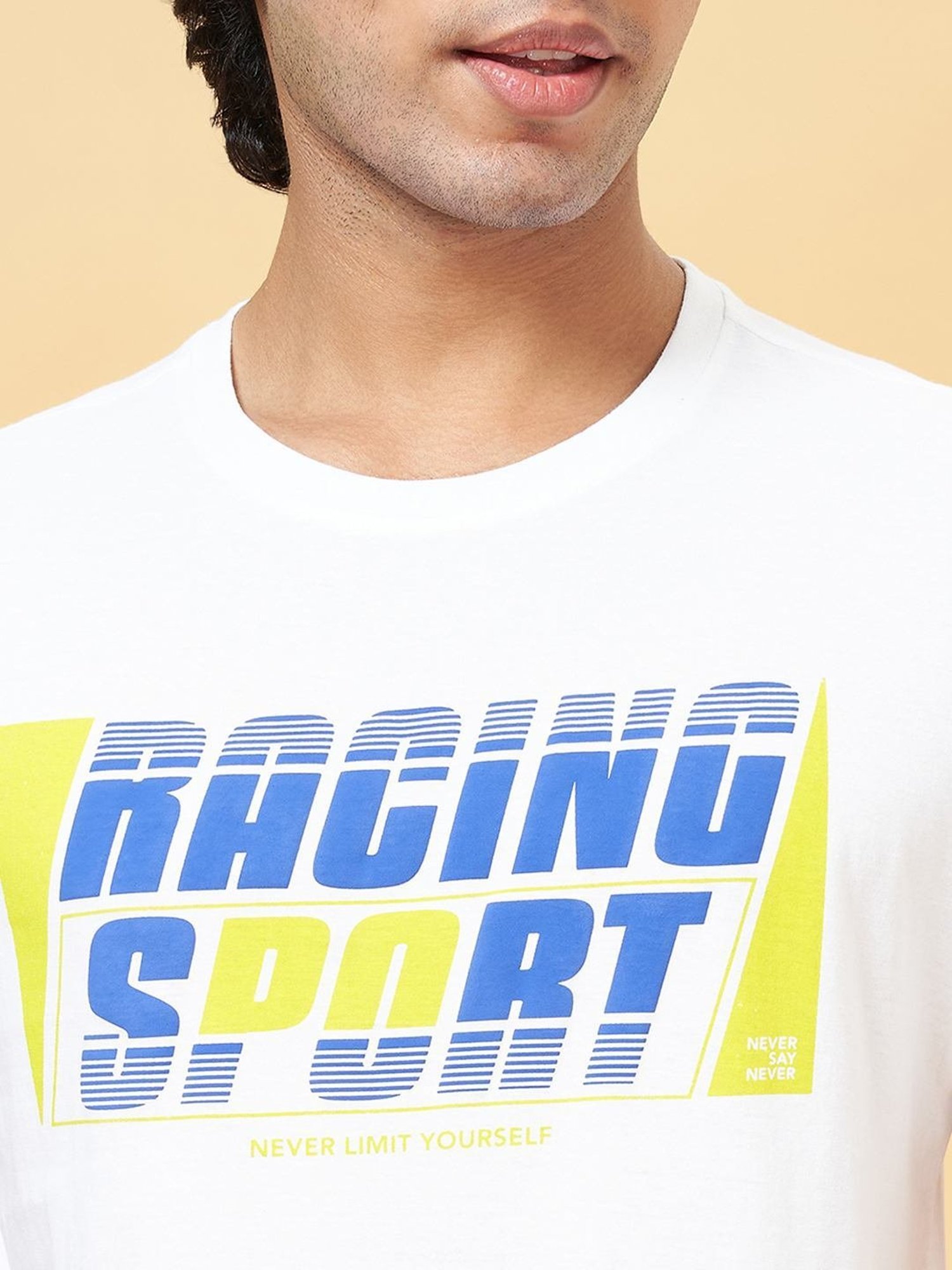 Ajile By Pantaloons White Cotton Slim Fit Printed T-Shirt