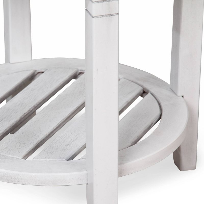 Alston Solid Wood Outdoor Side Table with Shelf - White - Cambridge Casual