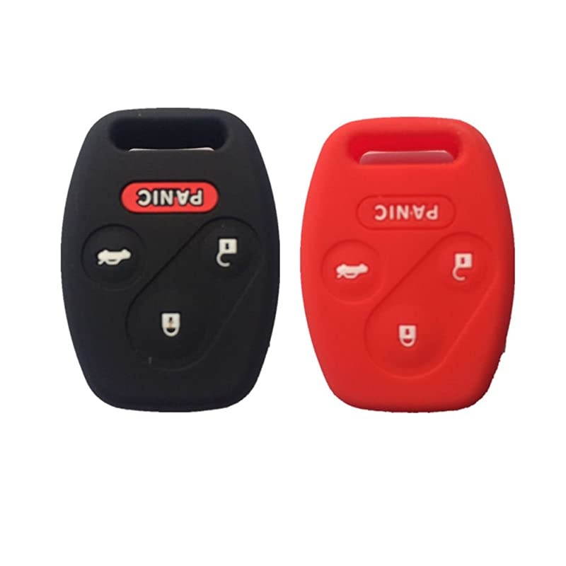 and Red Silicone Rubber Keyless Entry Remote Key Fob Case Skin Cover Protector for Honda 3+1 Buttons
