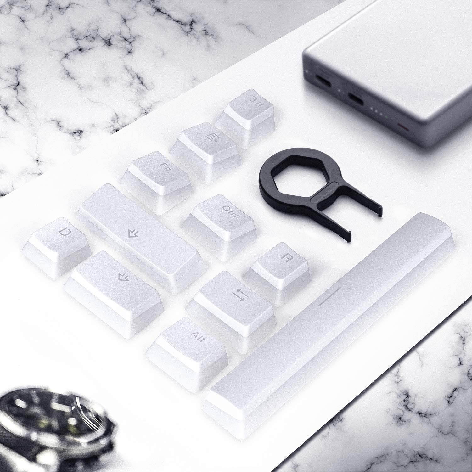 Havit Keycaps 60 87 104 Double Shot Backlit PBT Pudding Keycap Set with Puller for DIY Cherry MX RGB Mechanical Keyboard (Black)