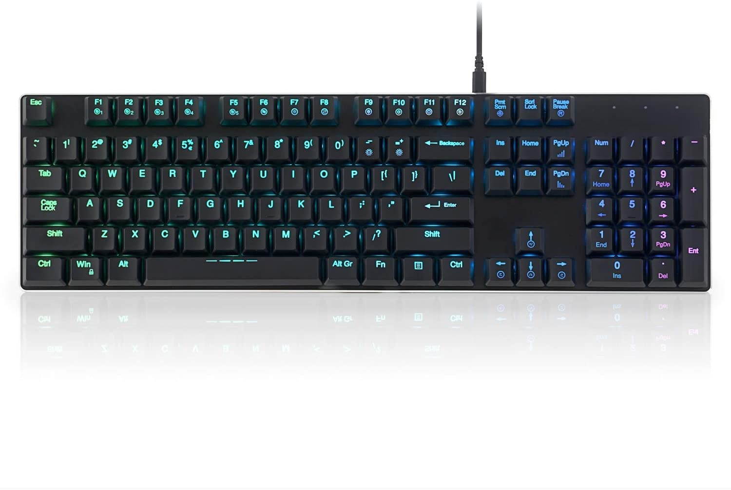 Perixx PERIBOARD-328 Full-Size Mechanical Keyboard with Kailh Low Profile Brown Switch, RGB Backlighting, Black, US English Layout