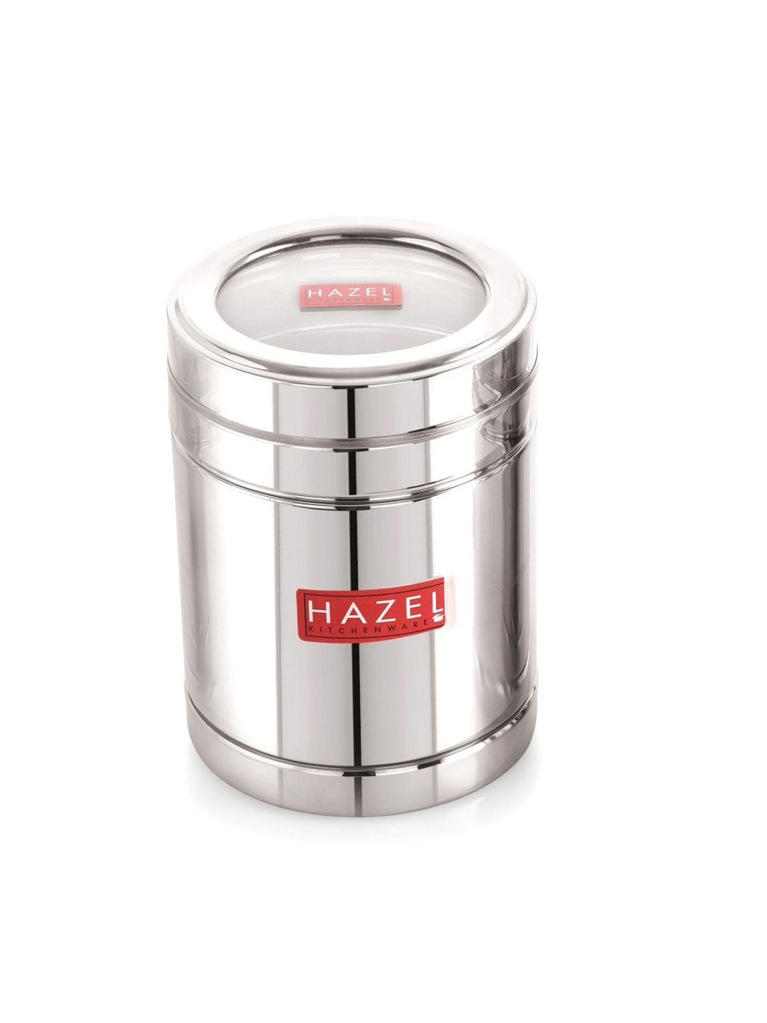 HAZEL Silver Stainless Steel Container with Transparent Lid - Set of 6 (1.4L)